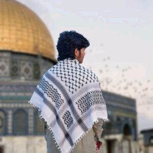 Palestine Keffiyeh Romal (White & Black) – Premium Quality | made in india