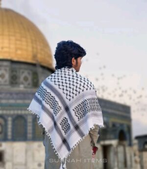 Palestine Keffiyeh Romal (White & Black) – Premium Quality | made in india
