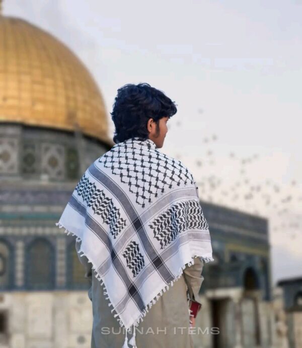 Palestine Keffiyeh Romal (White & Black) – Premium Quality | made in india