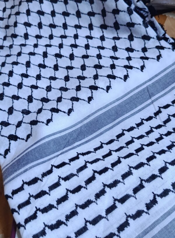 Palestine Keffiyeh Romal (White & Black) – Premium Quality | made in chaina