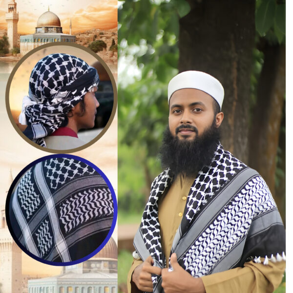 Palestine Keffiyeh Romal (Black & White) – Premium Quality | Stylish & Sunnah Inspired
