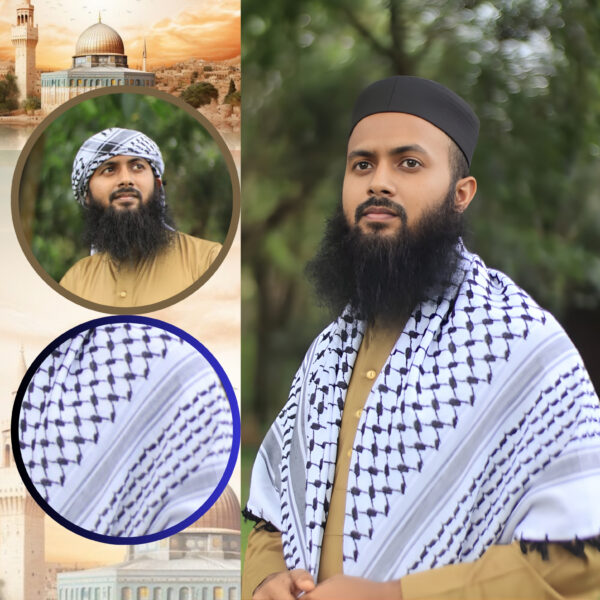 Palestine Keffiyeh Romal (White & Black) – Premium Quality | made in chaina